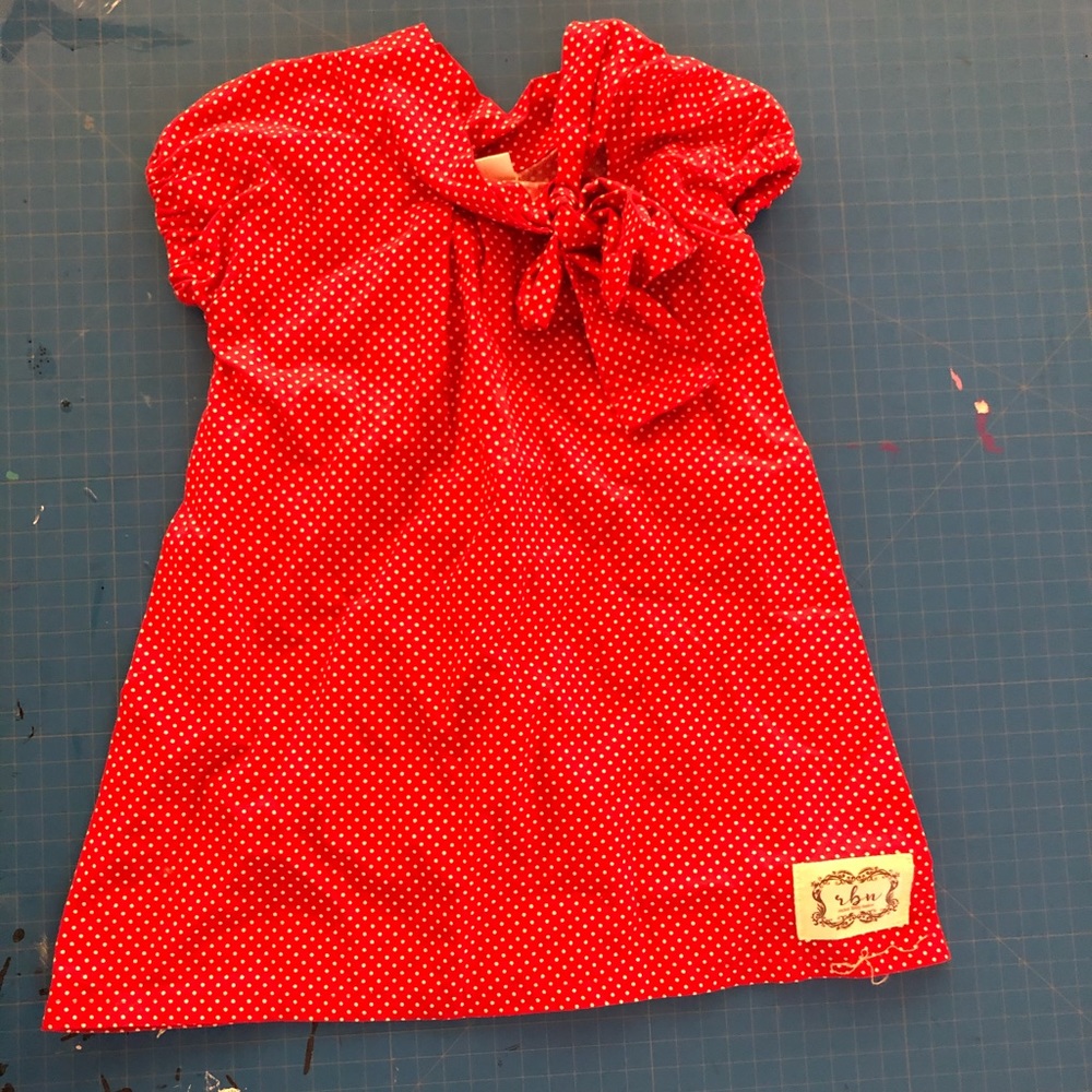 Retro Girls Baby Dress in red polka dot